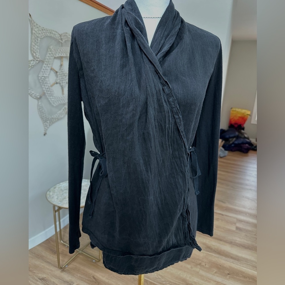 Prairie underground silk, hemp, cotton blend kimono waist tie overshirt jacket - Picture 2 of 6
